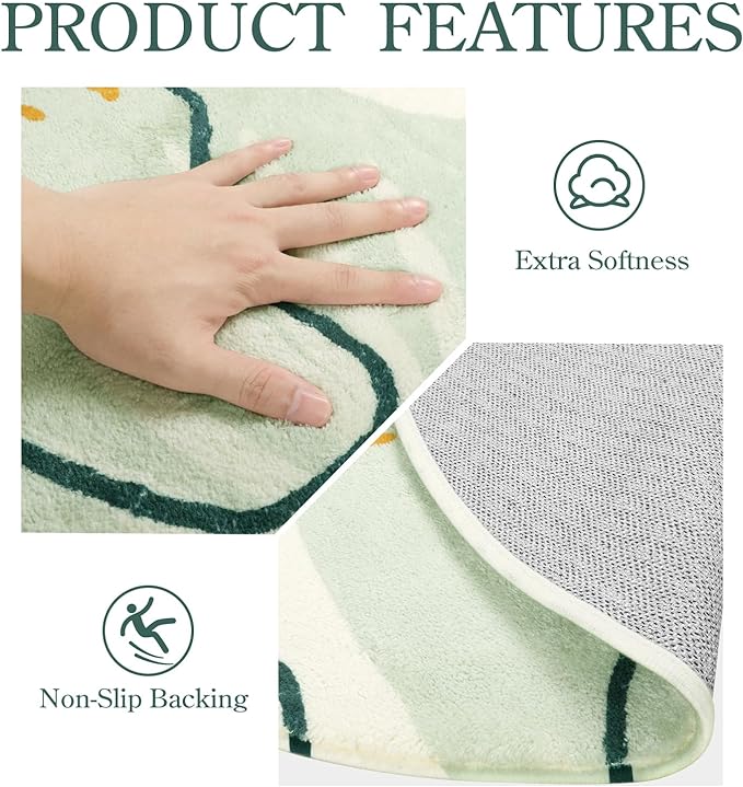 Lahome Washable Hallway Runner Rug - 2x4 Rugs for Bedroom Non-Slip Low-Pile Soft Bath Runner Rug Laundry Room Area Rug Botanical Print Throw Green Kitchen Mat Carpet Runner for Entrance Living Room