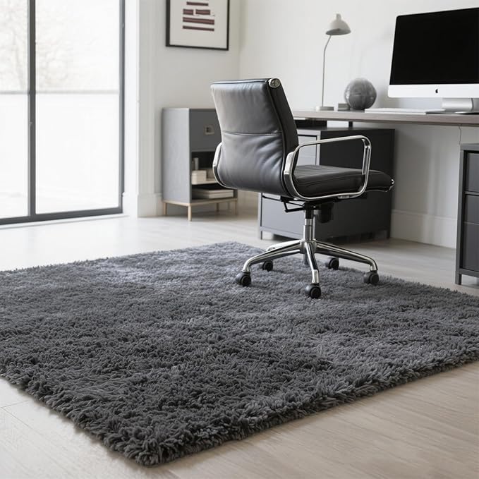Grey Rug for Bedroom, 3x5 Fluffy Area Rugs for Kids Playroom, Furry Carpet for Nursery Room, Shaggy Rug for Teen Living Room, Thick Fuzzy Plush Rug for Dorm, Cute Room Decor for Baby