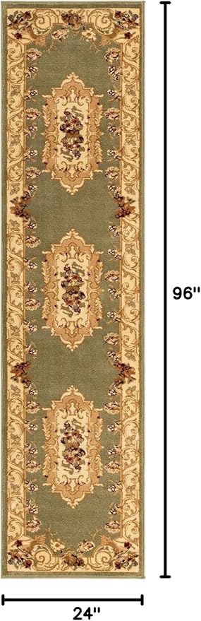 Unique Loom Versailles Collection Traditional Classic Floral Motif Area Rug (2' 0 x 8' 0 Runner, Green/Ivory)