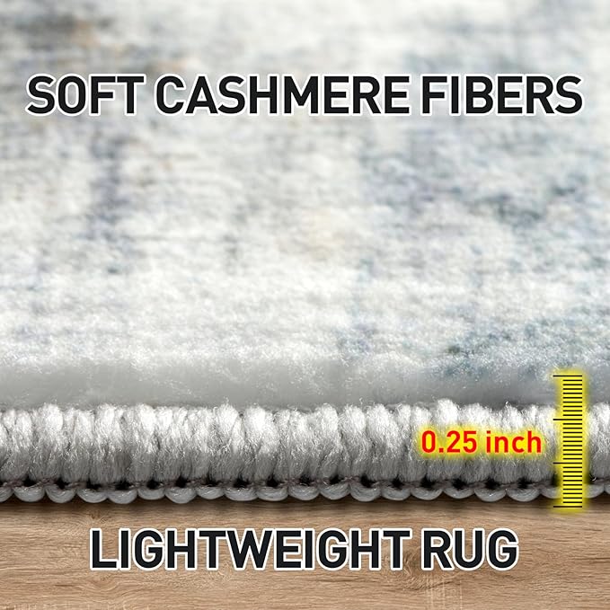 10x14 Area Rugs Washable Rug: Modern Abstract Living Room Rug Soft Anti-Skid Thin Carpet Indoor Floor Non-Shedding Carpets for Bedroom Dining Room Farmhouse Nursery Home Office Blue Multi