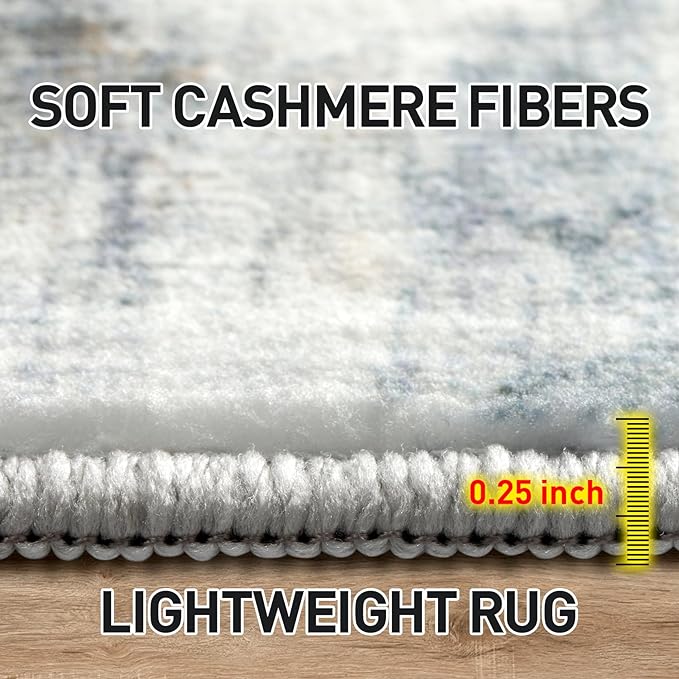 5x7 Area Rugs Washable Rug: Modern Abstract Living Room Rug Soft Anti-Skid Thin Carpet Indoor Floor Non-Shedding Carpets for Bedroom Dining Room Farmhouse Nursery Home Office - Blue Multi