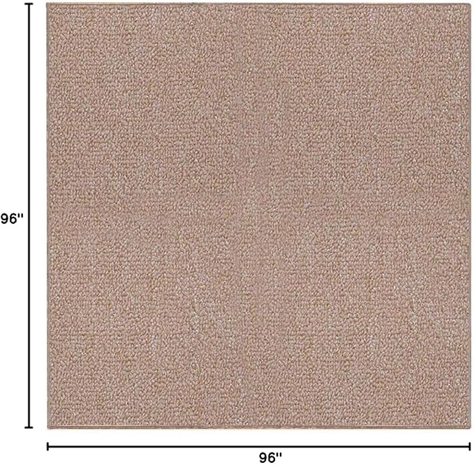 Ambiant Broadway Collection Pet Friendly Indoor Outdoor Area Rugs Beige - 8' Square, Stain & Fade Resistant, Easy Care, Pet & Kids Friendly, Made in USA, Perfect for Weddings & Everyday Use!