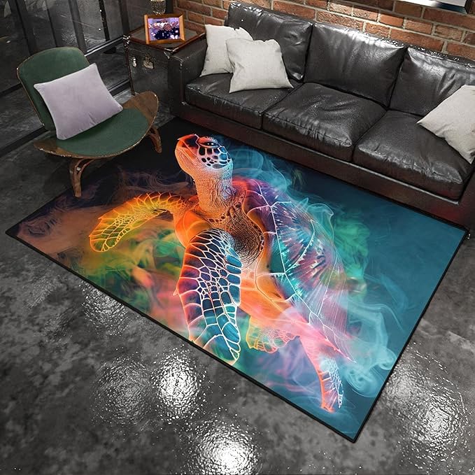 Sea Turtle Rugs - Sea Turtle for Kids Boys Coastal Rug for Bedroom Ocean Life Theme Decor Ocean Carpet Rug, 3'×4'