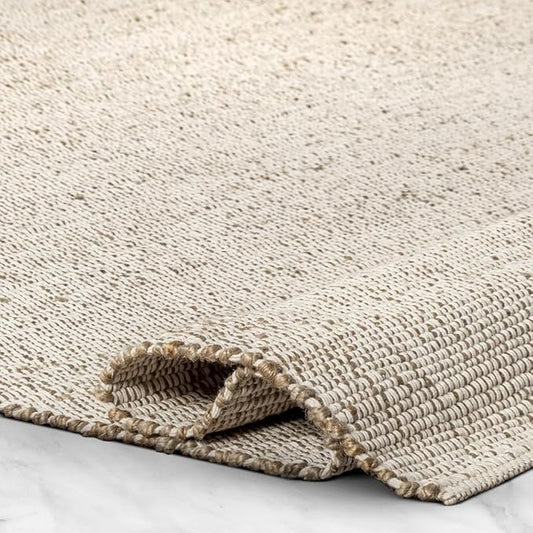 GRUHUM Jute Cotton Area Rug 12'x15'ft Rectangle Hand Woven Natural Farmhouse Rug for Living Room, Bedroom Kitchen - Rustic Vintage Bohemian Eco-Friendly Home Décor (12'X15'feet Natural)