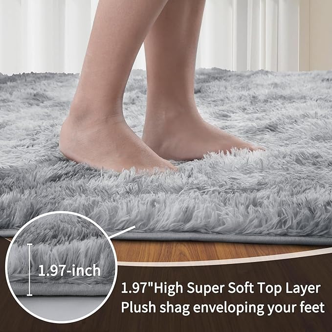 Sour Lemon 10x14 Area Rugs for Bedroom, Fluffy Rugs for Living Room, Large Area Rug Shag Shaggy Carpet Soft Plush Furry Bedside Rug, Machine Washable Area Rugs for Kids Girls Boys Home Decor Anti Slip