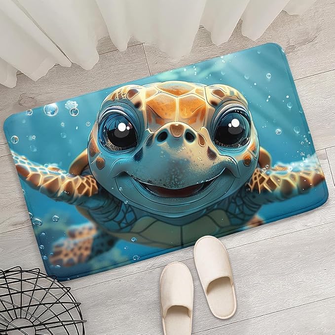 Sea Turtles Area Rug - Sea Turtle Rug for Bedroom Ocean Theme Rugs Coastal Rugs for Bedroom Ocean Animal Room Decor, 35 x 23 Inches
