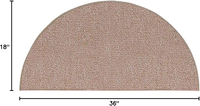 Ambiant Broadway Collection Pet Friendly Indoor Outdoor Area Rugs Beige - 18'' x 36'' Half Round, Stain & Fade Resistant, Easy Care, Pet & Kids Friendly, Made in USA, Perfect for Weddings