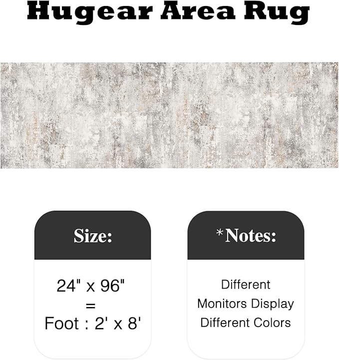 2x8 Runner Rug Washable Hallway Area Rug Indoor Accent Rug Abstract Non Slip Low Pile Carpet Distressed Throw Rugs for Bedroom Living Office Kitchen Laundry Bathroom