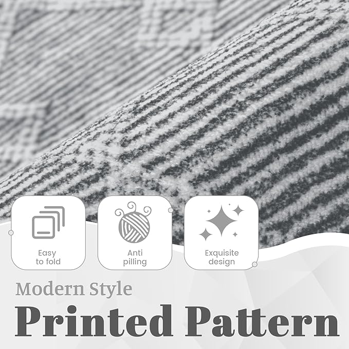 2x6 Runner Rug: Washable Boho Hallway Geometric Moroccan Throw Rug Neutral Modern Farmhouse Indoor Soft Non Slip Ultra Thin Printed Pattern Rugs for Kitchen Bedroom Laundry (Black, 2'x6')