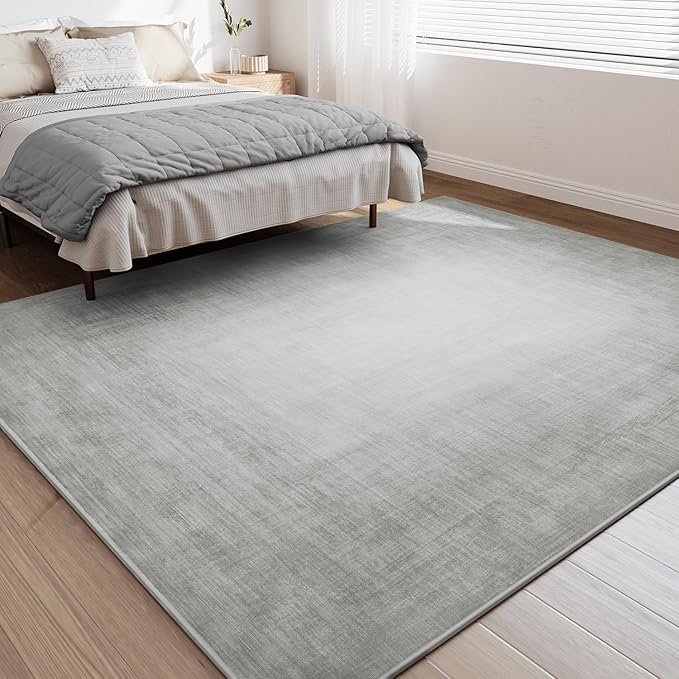 4x6 Area Rugs for Living Room, Machine Washable Non Slip Area Rug Modern Abstract Indoor Rug Carpet Ultra Soft Rugs for Bedroom Dining Room Playroom Bedside Office, Ash Grey