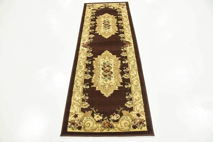 Unique Loom Versailles Collection Traditional Classic Floral Motif Area Rug (2' 2 x 6' 0 Runner, Brown/ Ivory)