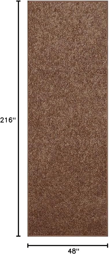 Furnish my Place Modern Indoor/Outdoor Commercial Solid Color Rug - Brown, 4' x 18', Runner, Pet and Kids Friendly Rug. Made in USA, Area Rugs Great for Kids, Pets, Event, Wedding