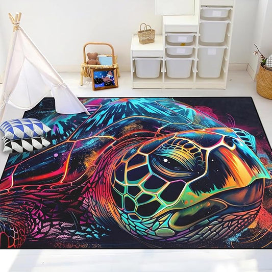 Sea Turtles Rugs for Kids - Sea Turtle Area Rug 3'×5' Ocean Life Turtles Carpet for Bedroom Living Room Ocean Turtle Kids Room Decor