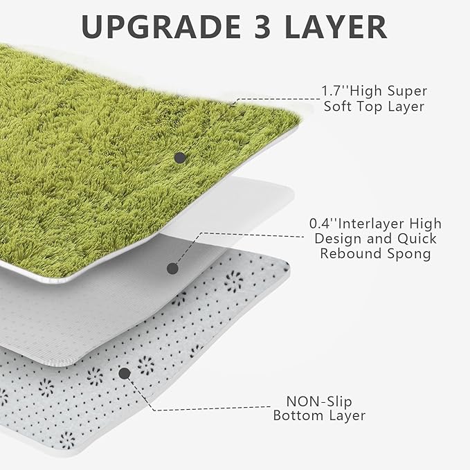 Shag Area Rugs for Bedroom Living Room,5X8 Ultra Soft Green Fluffy Area Rugs for Dorm, Indoor Carpet Nursery Rugs for Kids Girls Room Home Decor, Green