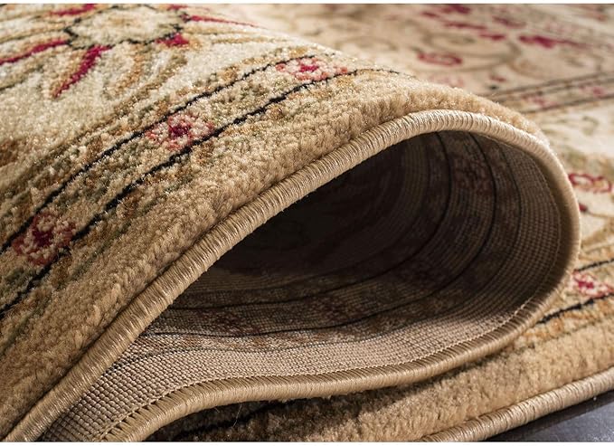 SAFAVIEH Lyndhurst Collection Area Rug - 9' x 12', Beige & Ivory, Traditional Oriental Design, Non-Shedding & Easy Care, Ideal for High Traffic Areas in Living Room, Bedroom (LNH212D)
