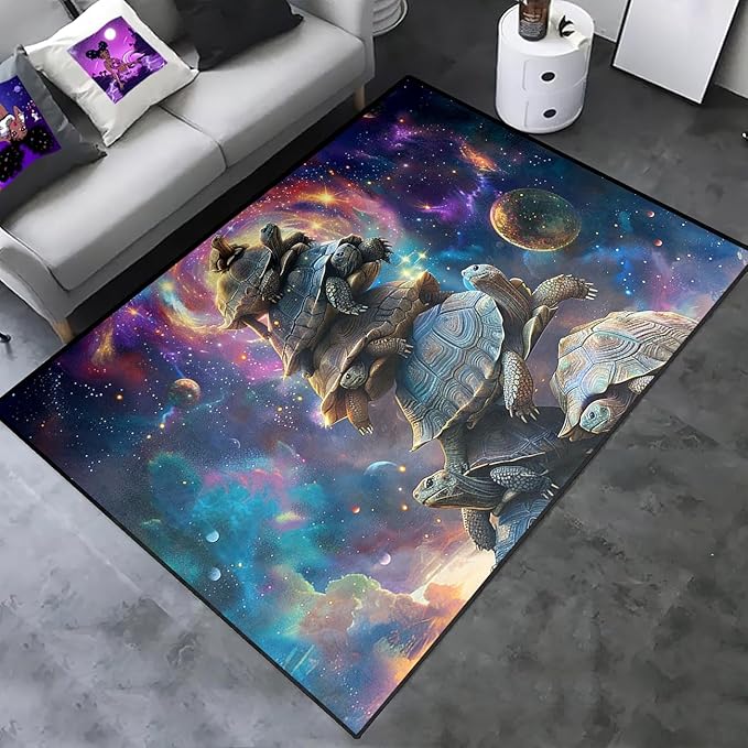 Sea Turtles Carpet Rugs - Kids Sea Turtle Coastal Rug for Bedroom Ocean Life Theme, 80 x 58 Inches