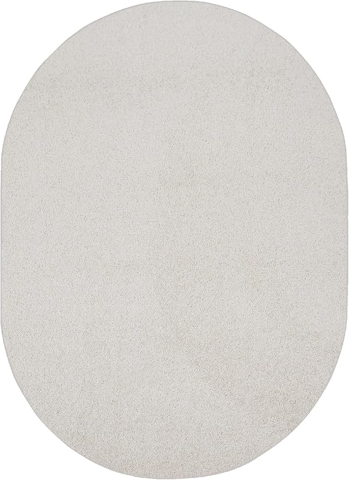 Furnish my Place Modern Indoor/Outdoor Commercial Solid Color Rug - Off White, 2' x 38' Oval, Pet and Kids Friendly Rug. Made in USA, Area Rugs Great for Kids, Pets, Event, Wedding