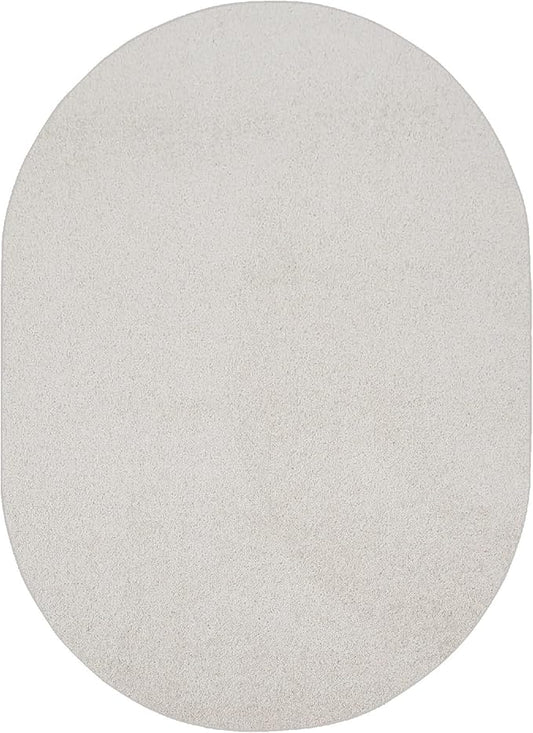 Furnish my Place Modern Indoor/Outdoor Commercial Solid Color Rug - Off White, 2' x 38' Oval, Pet and Kids Friendly Rug. Made in USA, Area Rugs Great for Kids, Pets, Event, Wedding