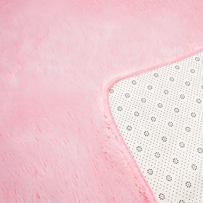 Shag Area Rugs for Bedroom Living Room,4X6 Ultra Soft Fluffy Area Rugs for Dorm, Indoor Carpet Nursery Rugs for Kids Girls Room Home Decor,Pink