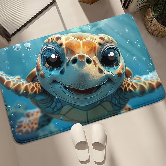Sea Turtles Area Rug - Sea Turtle Rug for Bedroom Ocean Theme Rugs Coastal Rugs for Bedroom Ocean Animal Room Decor, 35 x 23 Inches