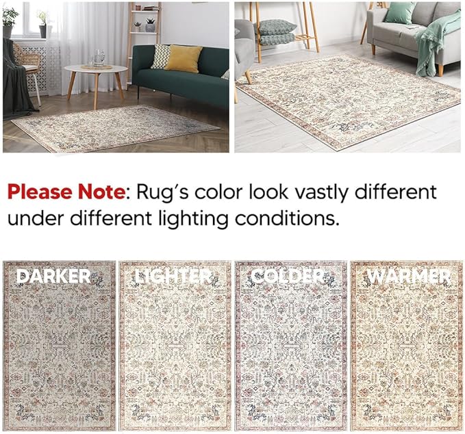 Keen Home Design 2x12 Rug - Machine Washable Runner Rug with Non-Slip Backing, Ideal for Hallway, Entryway, Kitchen, Laundry Room - Vintage, Easy Clean, Durable, Low Pile Rug - (2'6" x 12')