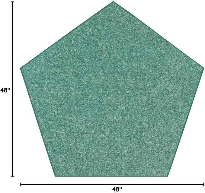 Solid Color Area Rugs Teal - 4' Pentagon, Indoor, Stain & Fade Resistant, Perfect for Living Room, Bedroom, Dining Room, Entryway, Doorway, Pet & Kids Friendly Rug, Wedding, Made in USA
