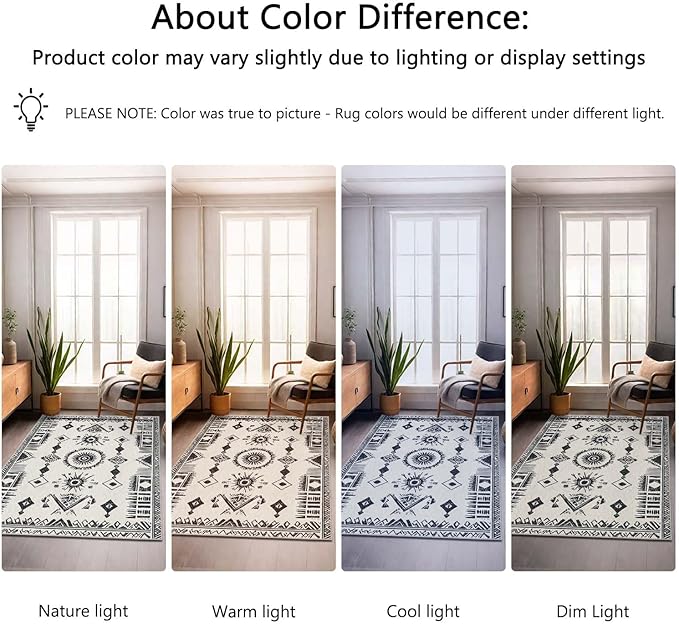 2x3 Area Rug Machine Washable Entryway Rugs Western Tribal Southwestern Black White Rug Non-Slip Low Pile Door Mat Entrance Small Carpet for Home Kitchen Bathroom Bedroom