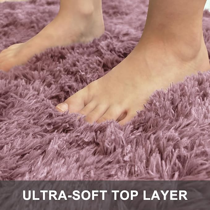 OLANLY 6x9 Machine Washable Large Area Rugs for Living Room, Bedroom, Soft Fluffy Shaggy Bedside Rug, Indoor Floor Carpet for Kids Girls and Boys, Dorms, Nursery, Home Decor Aesthetic, Blush