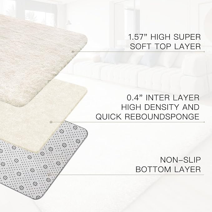 Sour Lemon 8x10 Area Rugs for Bedroom, Living Room Fluffy Rug, Large Area Rug Shag Shaggy Carpet Soft Plush Furry Bedside Rugs, Machine Washable Area Rugs for Kids Girls Boys Home Decor Anti Slip