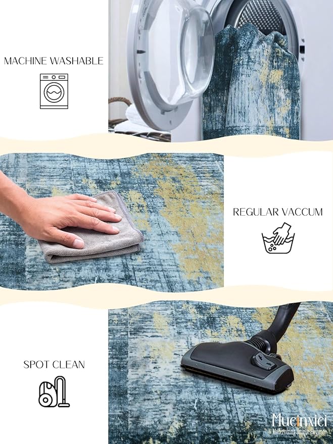 2x3 Area Rug - Non-Slip Machine Washable Low-Pile Soft Carpet for Living Room, Bedroom, Kitchen | Modern Abstract Entryway Rug, Contemporary Door Mat & Indoor Floor Decor for Small Spaces