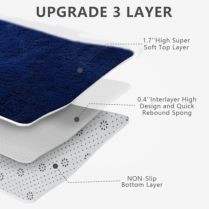 Shag Area Rugs for Bedroom Living Room,6X9 Ultra Soft Fluffy Area Rugs for Dorm, Indoor Carpet Nursery Rugs for Kids Girls Room Home Decor,Navy Blue