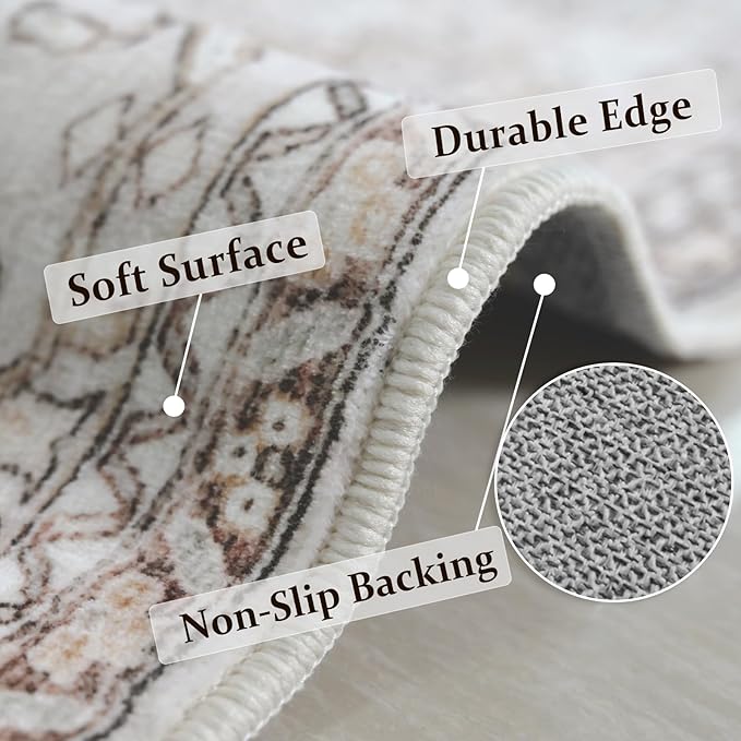 2x3 Rug, Non Slip Throw Rug Entryway Vintage Rug for Bedroom Kitchen Entryway Bathroom