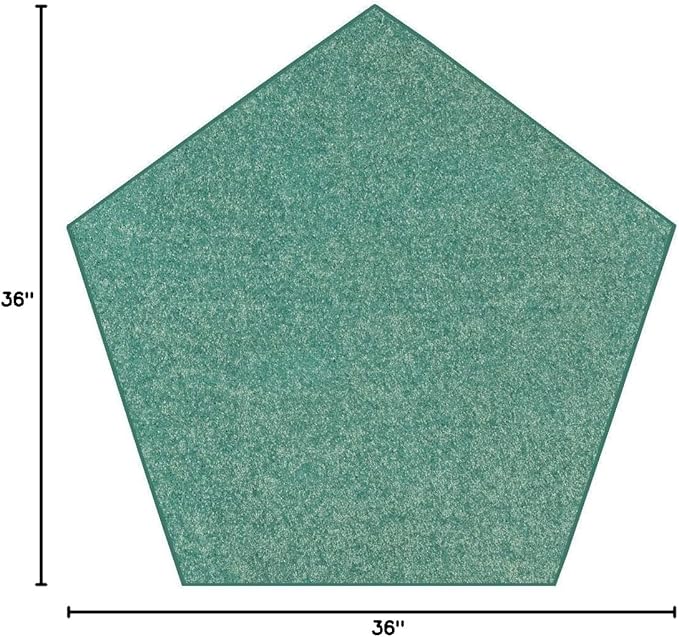 Solid Color Area Rugs Teal - 3' Pentagon, Indoor, Stain & Fade Resistant, Perfect for Living Room, Bedroom, Dining Room, Entryway, Doorway, Pet & Kids Friendly Rug, Wedding, Made in USA