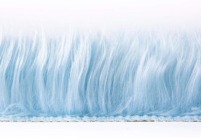 Ashler Faux Fur, Fluffy Shaggy Area Rug Ultra Soft 2 x 6 Feet Sheepskin Fur Rug, Light Blue Fuzzy Rug Machine Washable Shag Rug, Nursery Decor Throw Rugs for Bedroom, Kids Room, Living Room