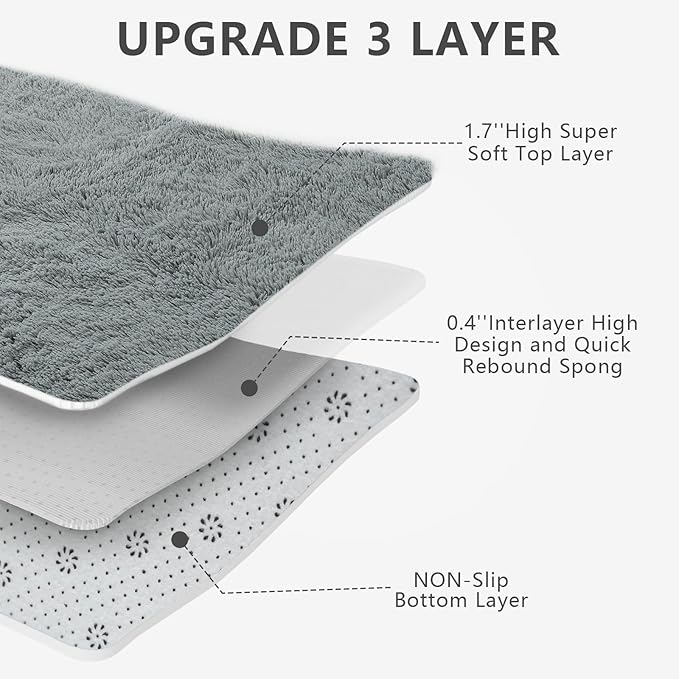 Shag Area Rugs for Bedroom Living Room,Ultra Soft Fluffy Area Rugs for Dorm,Indoor Carpet Nursery Rugs for Kids Girls Room Home Decor (Grey, 9X12 Feet)