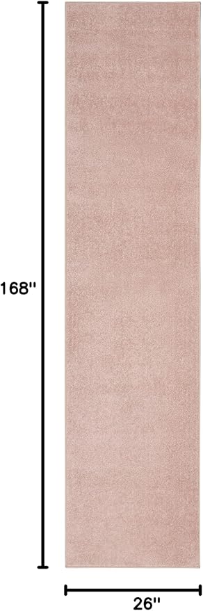 Nourison Essentials Solid Indoor/Outdoor Pink 2'2" x 14 Area Rug, Easy Cleaning, Non Shedding, Bed Room, Living Room, Dining Room, Deck, Patio, Backyard (2x14)