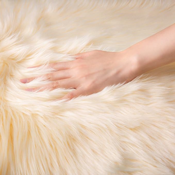 Ashler faux fur rug, Fluffy Shaggy Area Rug Ultra Soft 2.2 x 6 Feet Rectangle Fur Rug, Yellow Fuzzy Rug Machine Washable Shag Rug, Nursery Decor Throw Rugs for Bedroom, kids room, Living Room