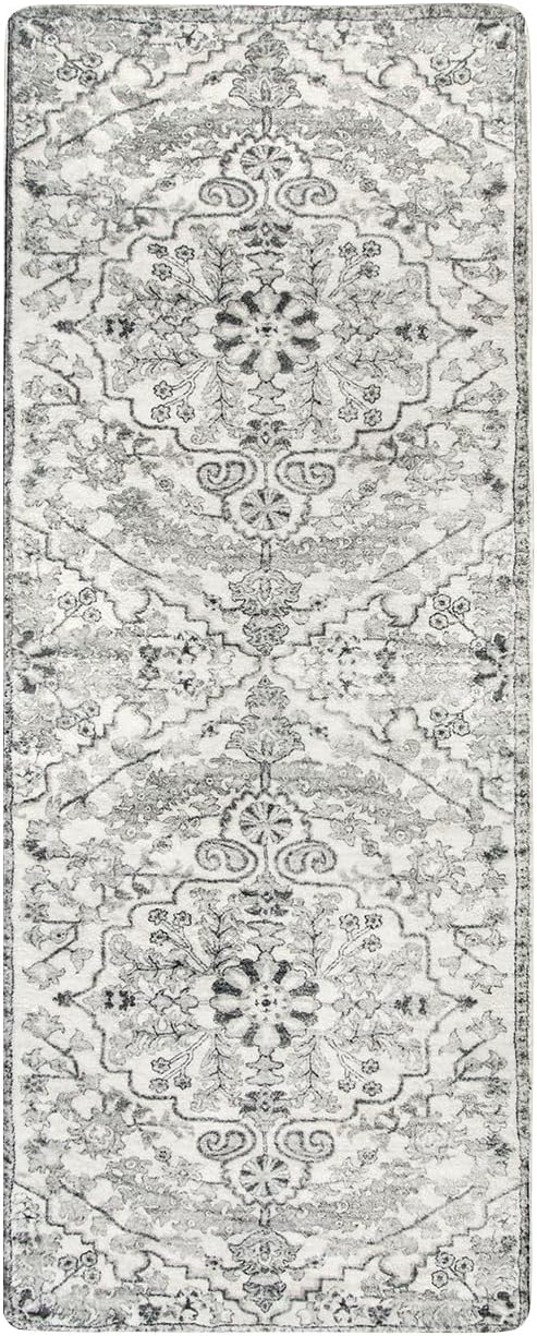 Lahome Washable Runner Rug 2x5, Bohemian Laundry Room Rug Low Pile Bathroom Runner Rugs with Rubber Backing, Printed Non-Slip Throw Carpet Runner for Kitchen Hallway Bedside, Beige