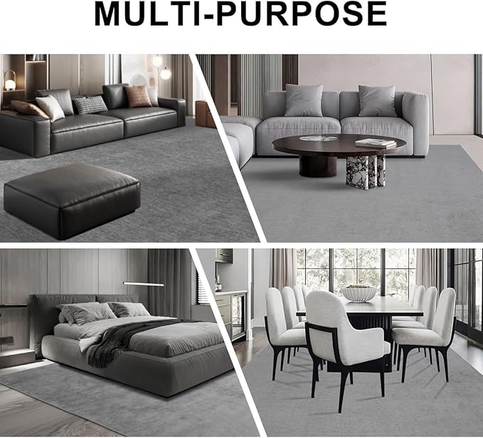 Washable Rugs 8x10 Area Rugs for Living Room,Bedroom and Dining Room- Large Ultra Soft Faux Wool Retro Carpets,Non Slip&Non-Shedding Low Pile Vintage Print Rug for Home Office- Galaxy Grey