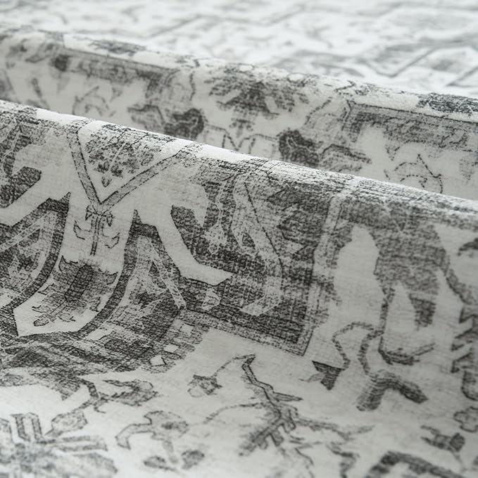 jinchan Runner Rug 2x6 Vintage Hallway Runner Rug Boho Washable Rug Floral Kitchen Runner Rug Retro Accent Non Slip Tribal Distressed Soft Rug for Bedroom Bathroom Laundry Room Doorway Grey
