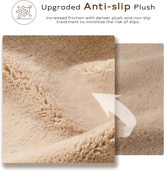 Ashler Faux Fur Rug, Ultra Soft Faux Rabbit Fur, Beige Area Rugs, 3 x 5 Feet Rectangle, Machine Washable Nursery Decor Throw Rugs for Bedroom, Kids Room, Living Room