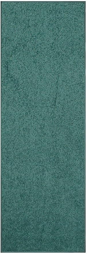 Furnish my Place Modern Plush Solid Color Rug - Teal, 2' x 24', Pet and Kids Friendly Rug. Made in USA, Area Rugs Great for Kids, Pets, Event, Wedding