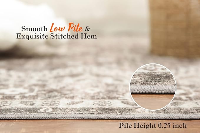 Rugland 2'6x8' Runner Rug - Stain Resistant Entryway Rug, Anti Slip Backing Hallway Runner Rug, Vintage Tribal Area Rugs (TPR07-Ivory, 2'6x8')