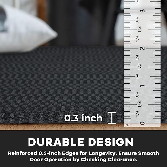 KOZYFLY Washable Runner Rug 3x14 ft Hallway Kitchen Runner Rugs with Rubber Backing Bobo Non Slip Entryway Runner Indoor, Long Carpet Runners for Hall Kitchen Entryway, Black/Grey