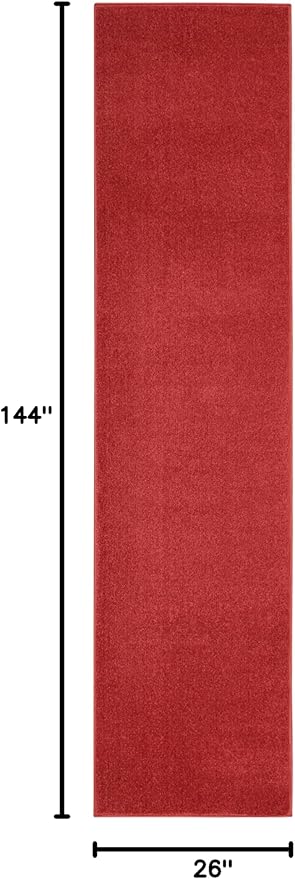 Nourison Essentials Indoor/Outdoor Brick Red 2'2" x 12' Area Rug, Easy Cleaning, Non Shedding, Bed Room, Living Room, Dining Room, Backyard, Deck, Patio (2x12)