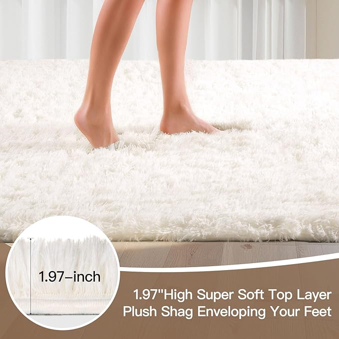 Sour Lemon 8x10 Area Rugs for Bedroom, Living Room Fluffy Rug, Large Area Rug Shag Shaggy Carpet Soft Plush Furry Bedside Rugs, Machine Washable Area Rugs for Kids Girls Boys Home Decor Anti Slip