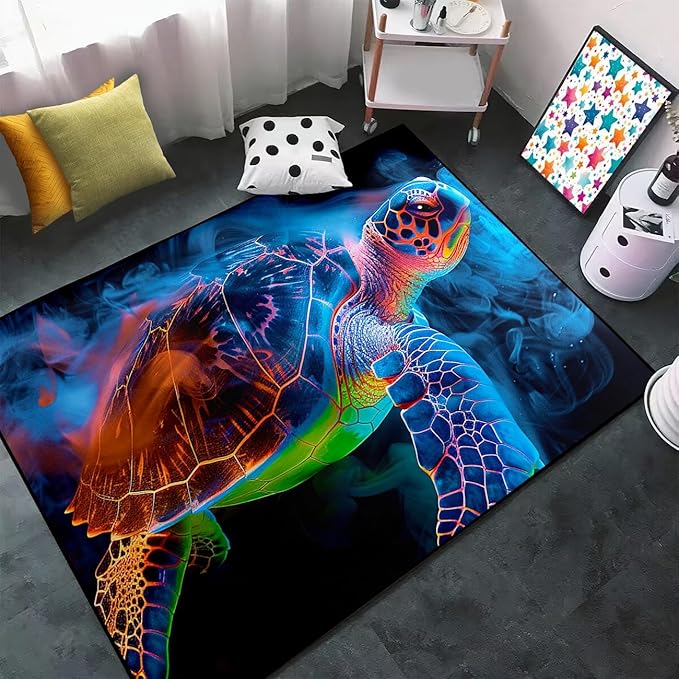Sea Turtle Rugs for Kids - Sea Turtle Area Rugs for Kids 4'×5' Ocean Life Turtles Carpet