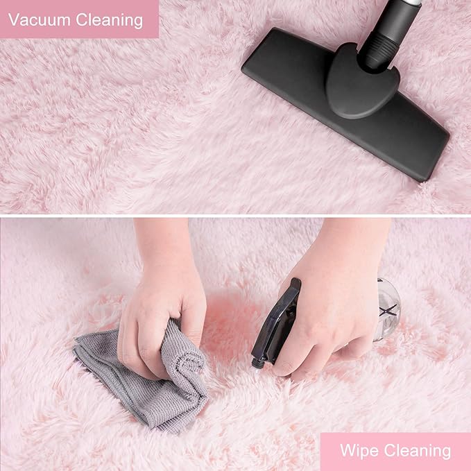 YJ.GWL Area Rugs for Bedroom, 2x3 Door Mat Washable Small Pink Bedside Rug,Fluffy Shaggy Entryway Rugs for Living Room, Shag Indoor Floor Carpet for Kids Boy and Girls, Home Decor Aesthetic