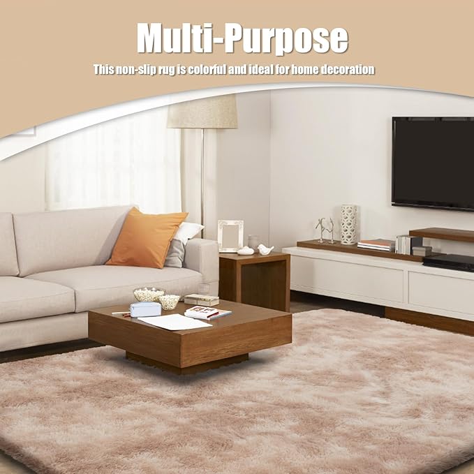 6x9 Fluffy Area Rug for Living Room,Shag Area Rugs for Bedroom,Soft Fuzzy Rug Non-Shedding Indoor Plush Carpet for Kids Bedroom Nursery Dorm Home Decor,Mottling Beige
