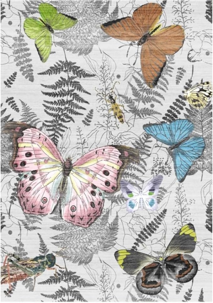 YOUFORTONG Washable Rug 3x5 Area Rugs: Soft Ultra Thin Low Pile Mat Machine Washable Indoor Doormat Lightweight Entry Rug Anti Slip Backing Rugs for Living Room Bedroom Kitchen 3'x5' Butterfly